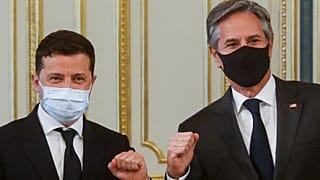 Volodimir Zelenszkij ukrán elnök és Antony Blinken amerikai külügyminiszter