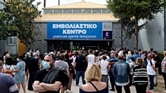 Centro de vacunación en Atenas