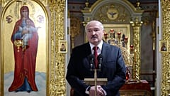 Президент Беларуси на пасхальном богослужении в Турове, 2 мая 2021 г.