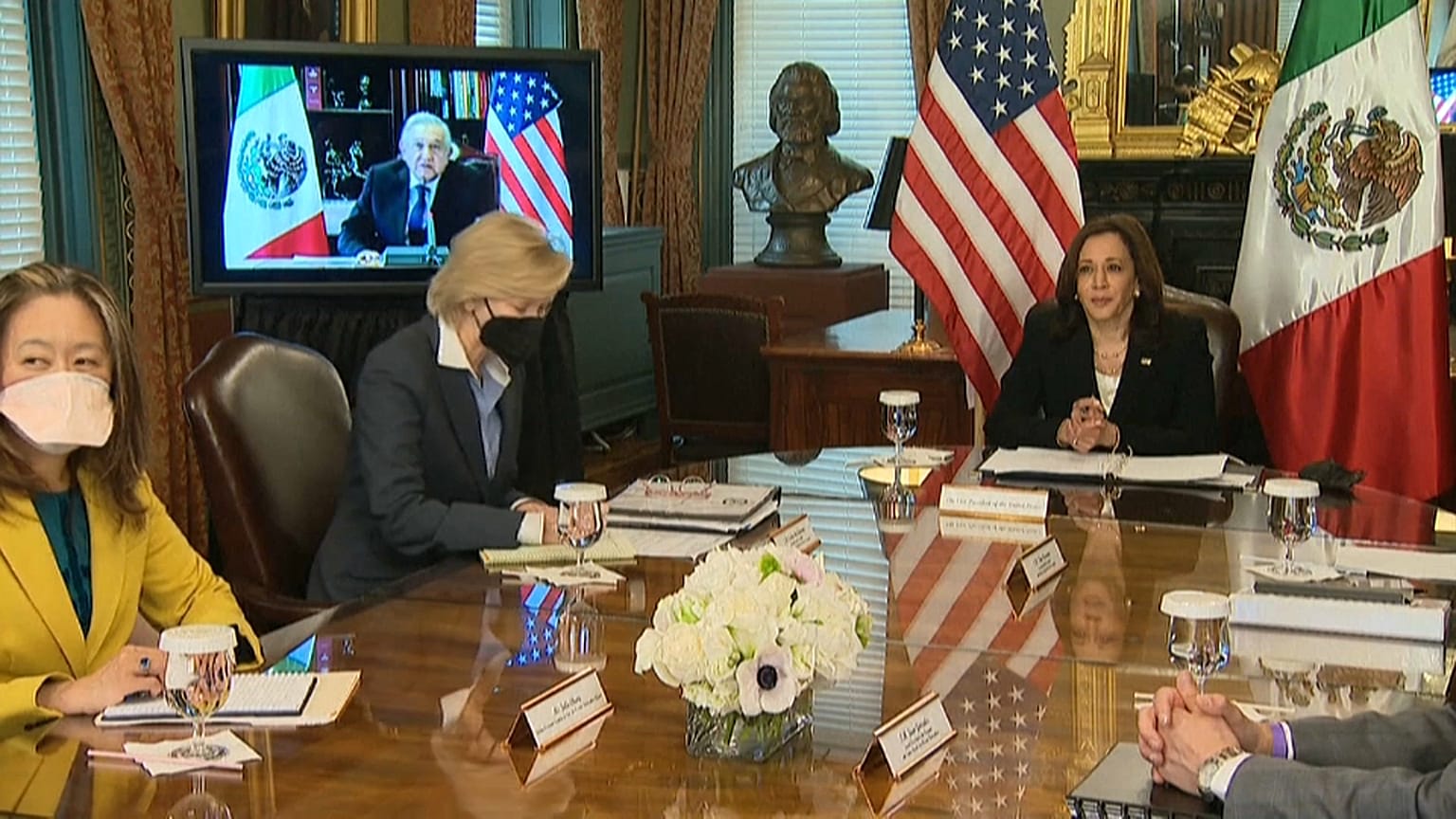Reunión virtual entre Kamala Harris y López Obrador