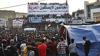 جانب من الحراك في الشارع العراقي المناهض لفساد الحكومة. 12/04/2020