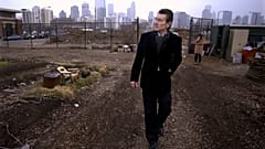 architect Helmut Jahn walks through a vacant lot on Chicago's near north side. 