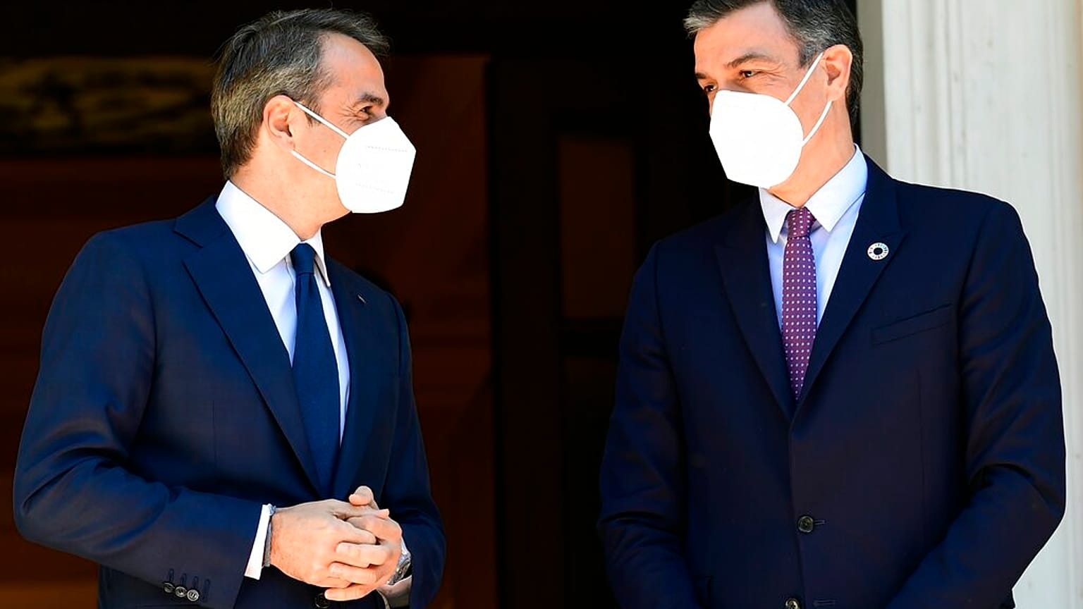 Kyriakos Mytsotakis und Pedro Sanchez in Athen