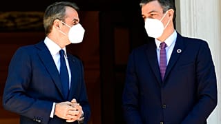 Kyriakos Mytsotakis und Pedro Sanchez in Athen