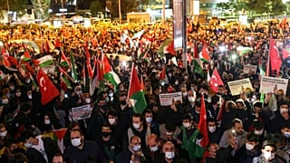 İstanbul'daki İsrail karşıtı gösterilerden bir kare.