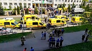 Az iskolai lövöldözés helyszíne, Kazany, Oroszország, 2021. május 11.