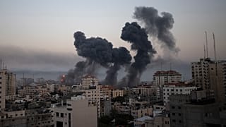 Smoke rises after Israeli airstrikes on Gaza City, Wednesday, May 12, 2021. 