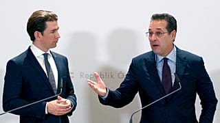 Österreichs Kanzler Sebastian Kurz mit dem ehemaligen Vize-Kanzler Heinz-Christian Strache, 04.12.2018