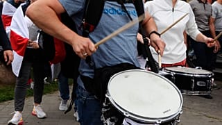 Musicians and drummers have regularly played during Belarusian opposition supporters' rallies.
