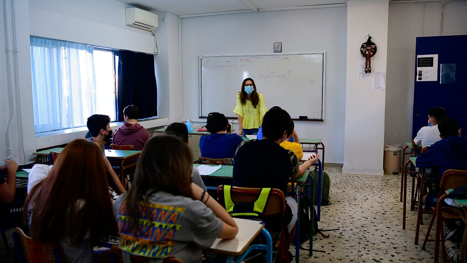 Virus Outbreak Greece Schools