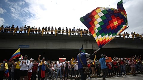 Indigenous people leave the Colombian city of Cali and return to nearby Cauca department after joining the protests against the government of Colombian President Ivan Duque.