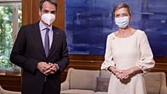 Ο πρωθυπουργός, Κυριάκος Μητσοτάκης, και η Αντιπρόεδρος της Κομισιόν, Margrethe Vestager