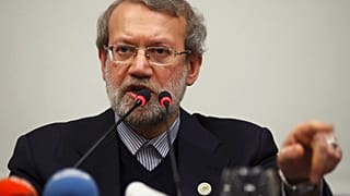 FILE: Ali Larijani at a news conference in Istanbul, Turkey, Jan. 22, 2015. 