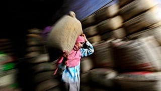 In this photo taken Tuesday, April 17, 2012, an Indian worker carries a sack of tea at a tea factory in Amritsar, India