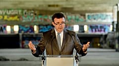 Palkovics László a Budapest Diákváros - Nagyvásártelep és környezete nemzetközi építészeti tervpályázat eredményhirdetésén a budapesti Nagyvásártelepen 2021. április 27-én. 
