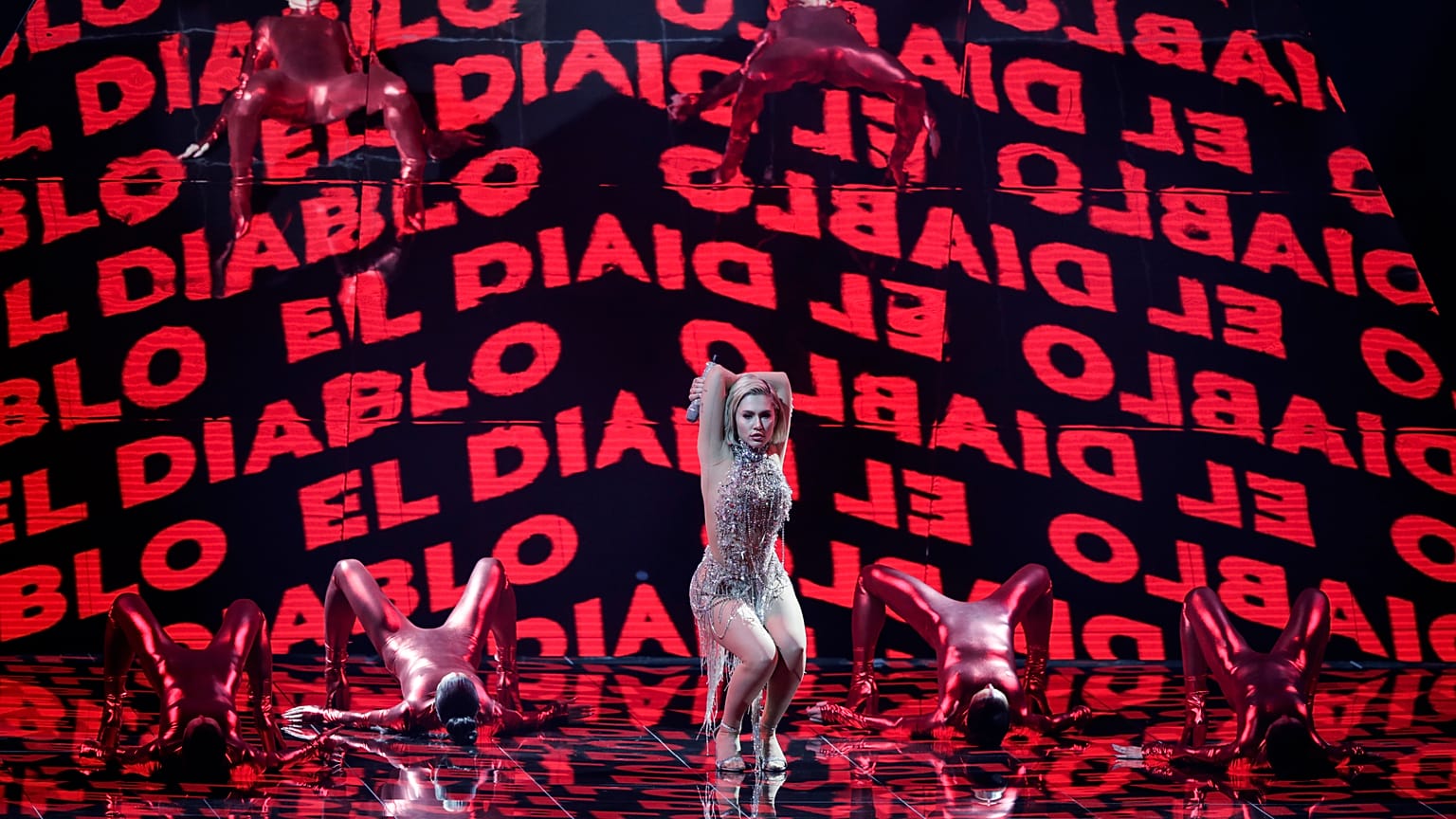 Elena Tsagrinou from Cyprus performs during rehearsals at the Eurovision Song Contest at Ahoy arena in Rotterdam