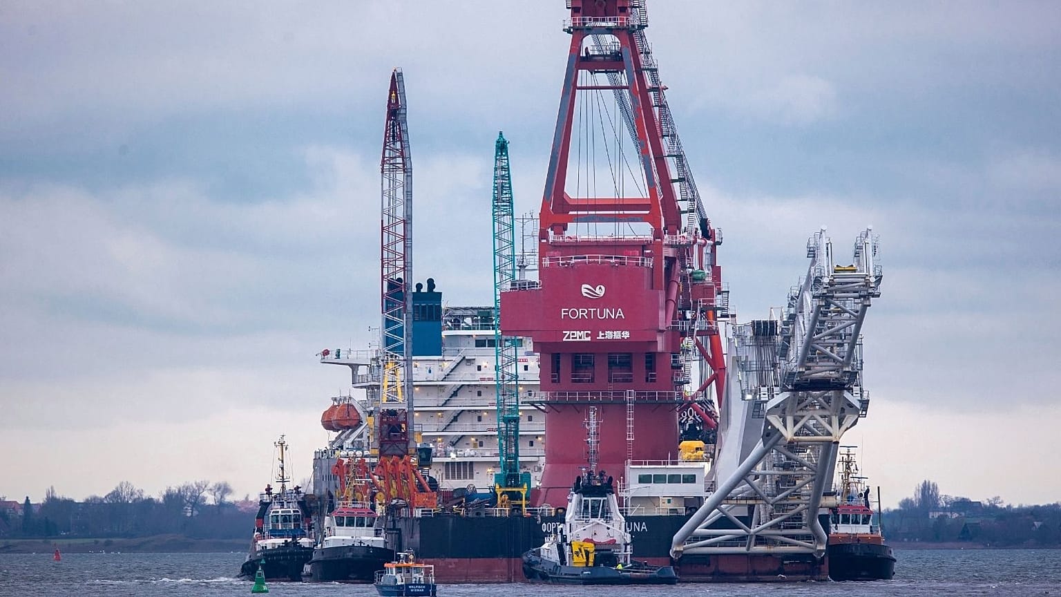 the Russian pipe-laying vessel "Fortuna" in the port of Wismar, Germany