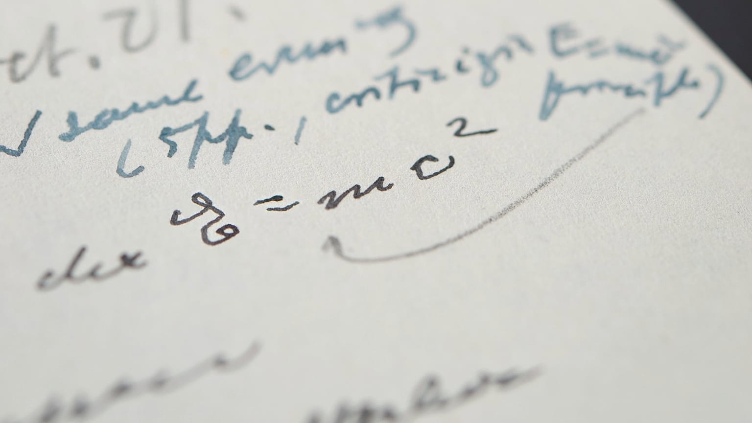 This undated photograph, provided by RR Auction, shows a letter written by Albert Einstein, in which he wrote out his famous "E = mc2" equation.