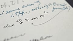 This undated photograph, provided by RR Auction, shows a letter written by Albert Einstein, in which he wrote out his famous "E = mc2" equation.