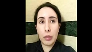 Image from a video in an unknown location shows Sheikha Latifa bint Mohammed Al Maktoum, who says she is being held against her will in February 2021.