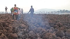 Residents of the Buhene area said many homes had caught fire as lava oozed into their neighborhood. (AP Photo/Justin Kabumba)