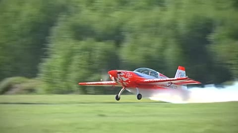 Plane with female pilot Svetlana Kapanina taking off