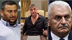 En solda Binali Yıldırım'ın oğlu Erkan Yıldırım, ortada Sedat Peker, en sağda Binali Yıldırım