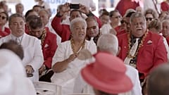 Prime Minister-elect Fiame Naomi Mata’afa with her supporters Monday, May 24, 2021, in Apia, Samoa. 