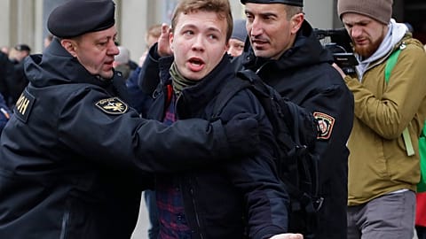 Belarus police detain journalist Roman Protasevich in Minsk, Belarus, Sunday, March 26, 2017