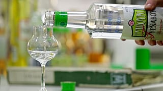 a glass with tsipouro for testing in Tirnavos