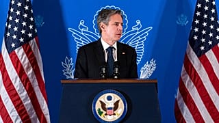 Antony Blinken, em conferência de imprensa após um dia em Jerusalém e Ramallah
