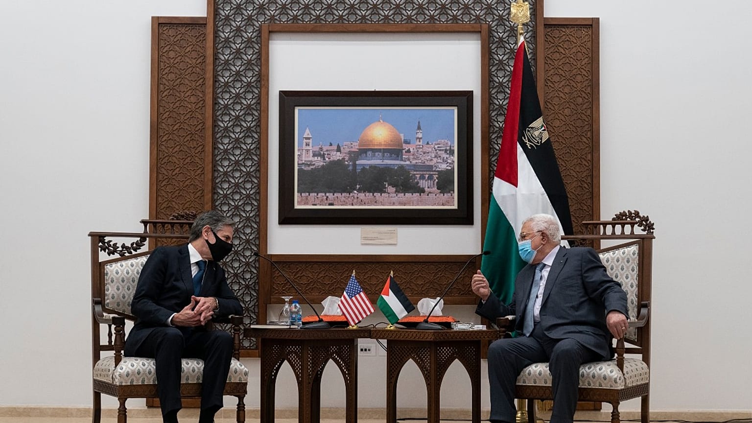 لقاء الرئيس الفلسطيني محمود عباس مع وزير الخارجية الأميركي أنتوني بلينكن في رام الله. 2021/05/25