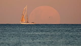 Vista de la Super Luna de Sangre en Australia, antes del eclipse