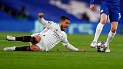 Eden Hazard, a Real Madrid játékosa a Chelsea elleni BL-elődöntő visszavágóján 2021. május 5-én