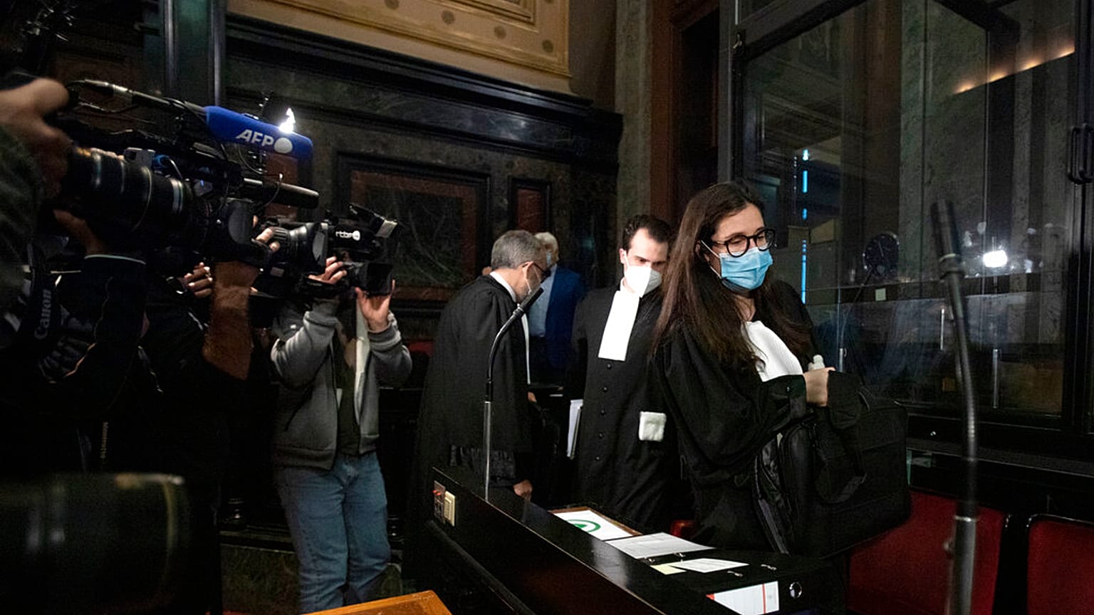 Lawyer for AstraZeneca Clemence Van Muylder arrives for a hearing, European Commission vs AstraZeneca, at the main courthouse in Brussels, Wednesday, May 26, 2021