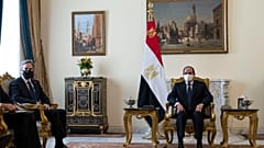 الرئيس المصري عبد الفتاح السيسي يستقبل وزير الخارجية الأمريكي  أنتوني بلينكين  في القصر الرئاسي بمصر الجديدة ، الأربعاء 26 مايو 2021. ، في القاهرة ، مصر.