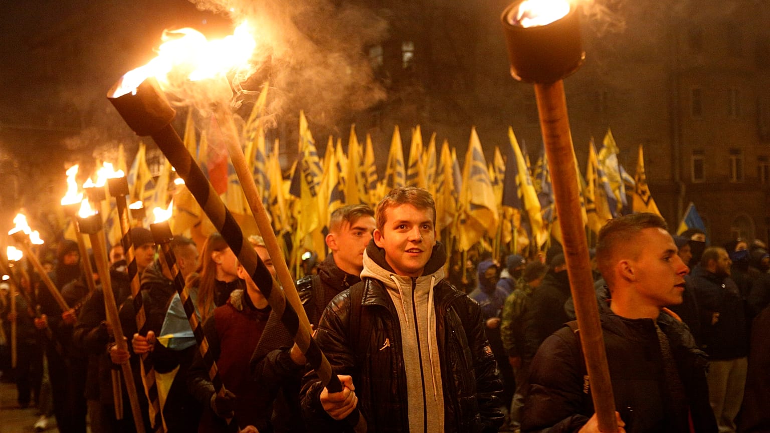 Колонна "Азова" на шествии в День защитника Украины. Киев, 14 октября 2016
