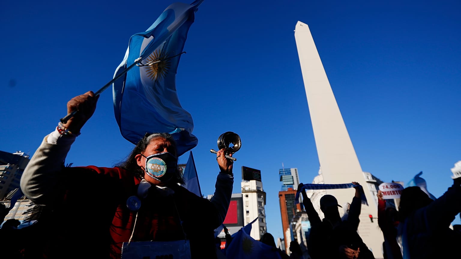 Protestas en Buenos Aires contra la gestión de Alberto Fernández frente a la pandemia.