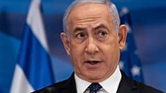 رئيس الوزراء الإسرائيلي بنيامين نتنياهو  خلال مؤتمر صحفي في مدينة القدس. 