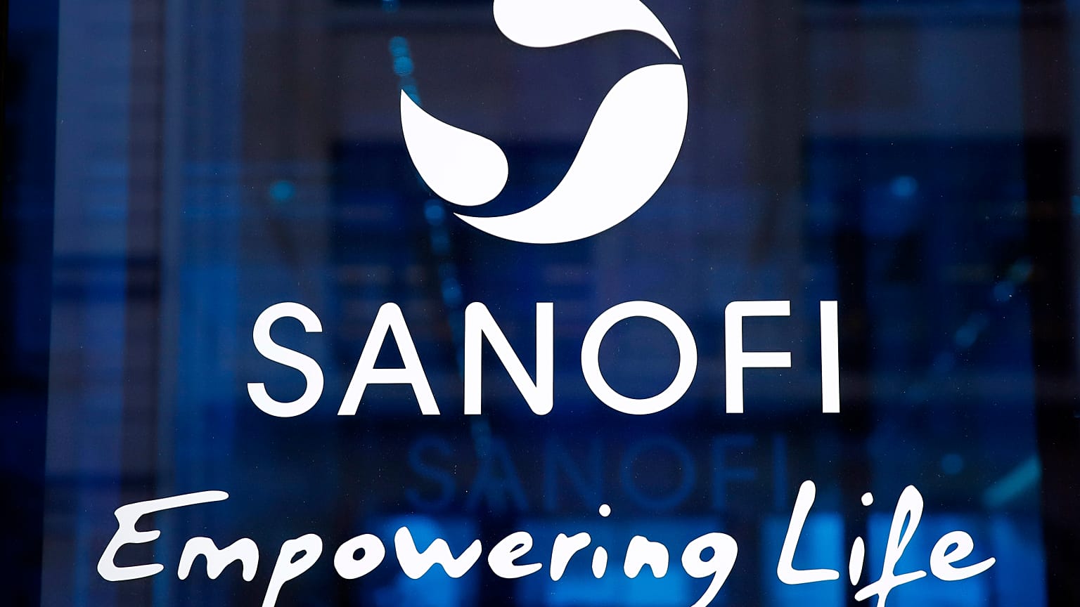 the logo of French drug maker Sanofi is pictured at the company's headquarters, in Paris. 
