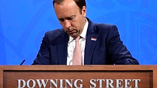 Britain's Health Secretary Matt Hancock speaks during a coronavirus media briefing in Downing Street in London