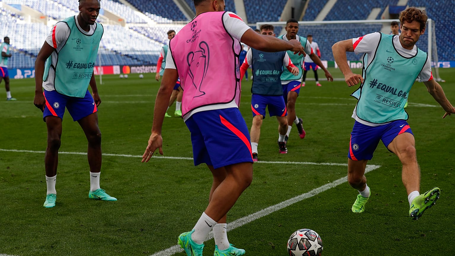El Chelsea en un entrenamiento previo a la final. 