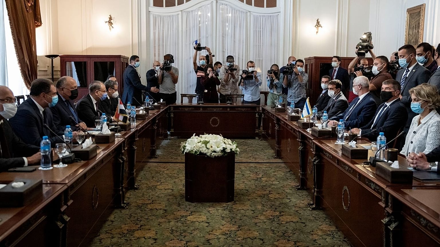 Egyptian Foreign Minister Sameh Shoukry meets Israeli Foreign Minister Gabi Ashkenazi