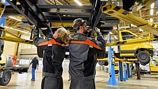 File photo of wokers at a Ford care plant in Cologne, Germany