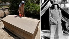 غرترود بيل الملقبة بـ "والدة العراق الحديث" (يمين) وعلى منصور المسؤول عن مكان دفنها في بغداد (يسار)