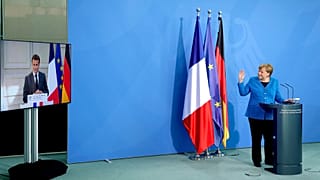 Videokonferenz mit Emmanuel Macron und Angela Merkel