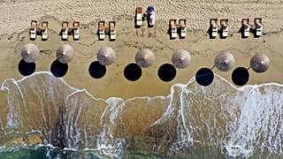 Plaka beach on the Aegean island of Naxos, Greece,