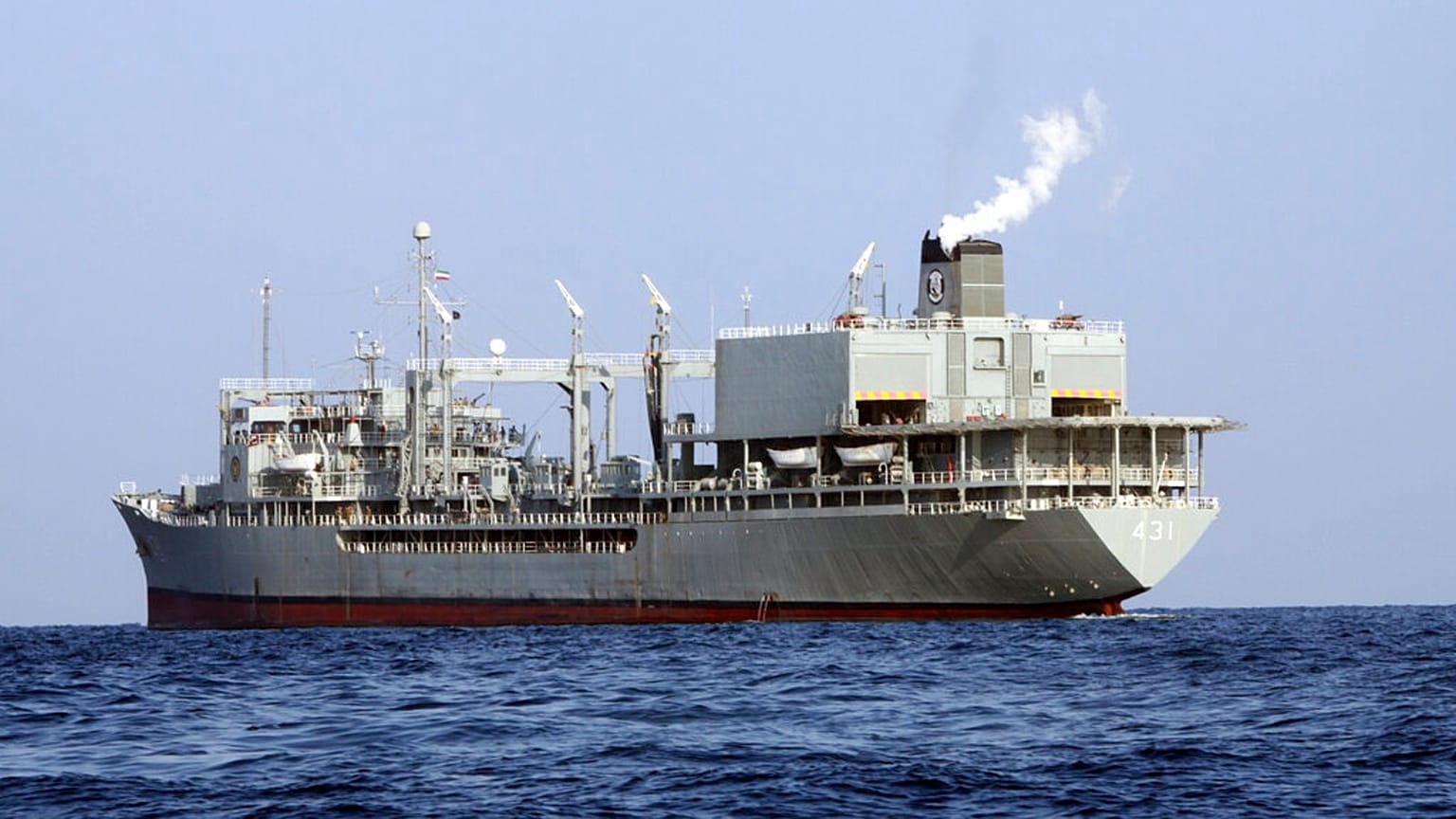 This undated photo provided by the Iranian army shows navy's support ship Kharg.