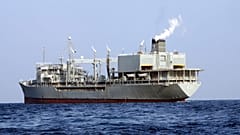 This undated photo provided by the Iranian army shows navy's support ship Kharg.
