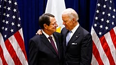 U.S. Vice President Joe Biden, right, meets with President Nicos Anastasiades of Cyprus